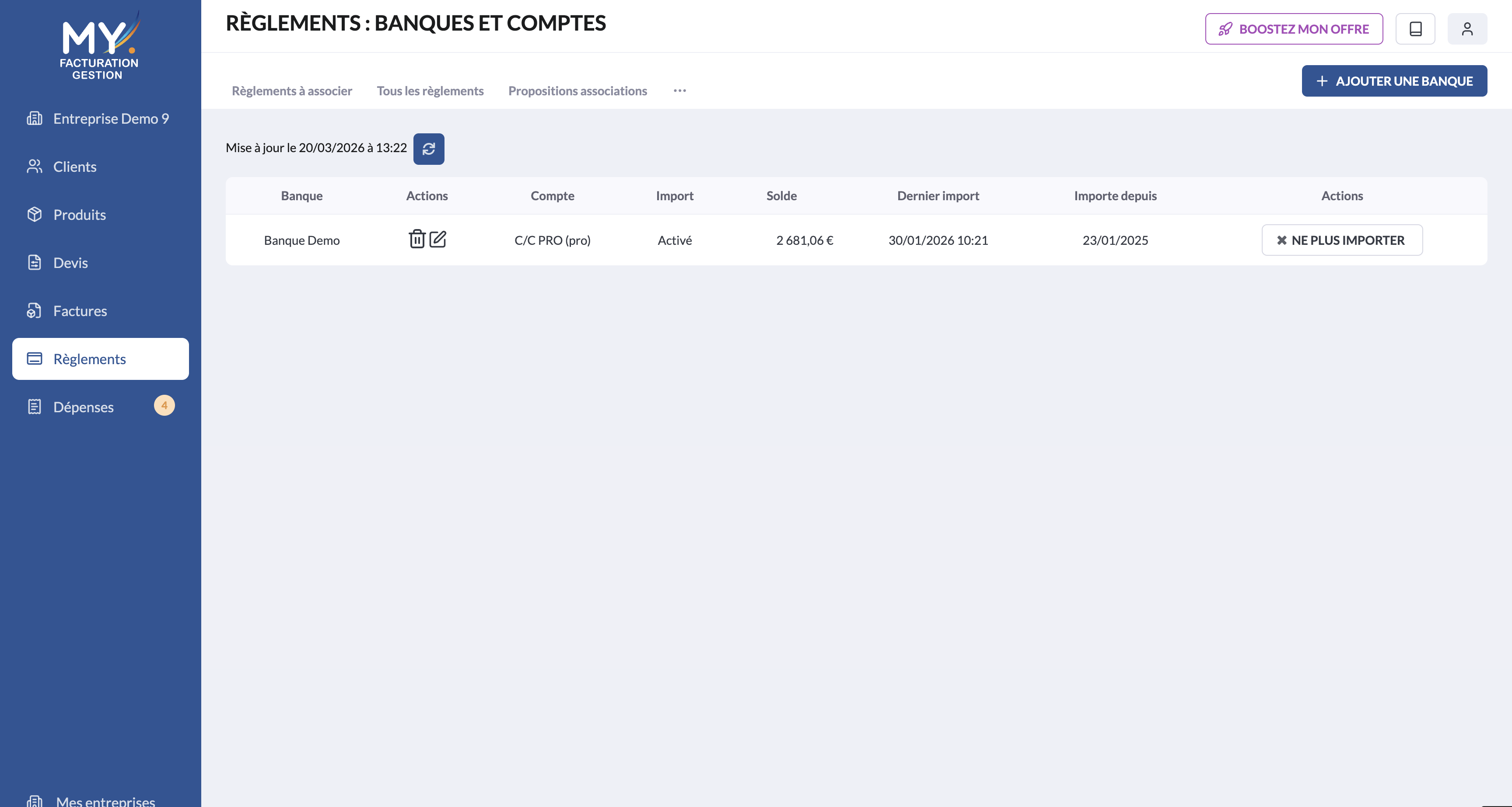 Module Banque — capture d’écran 3