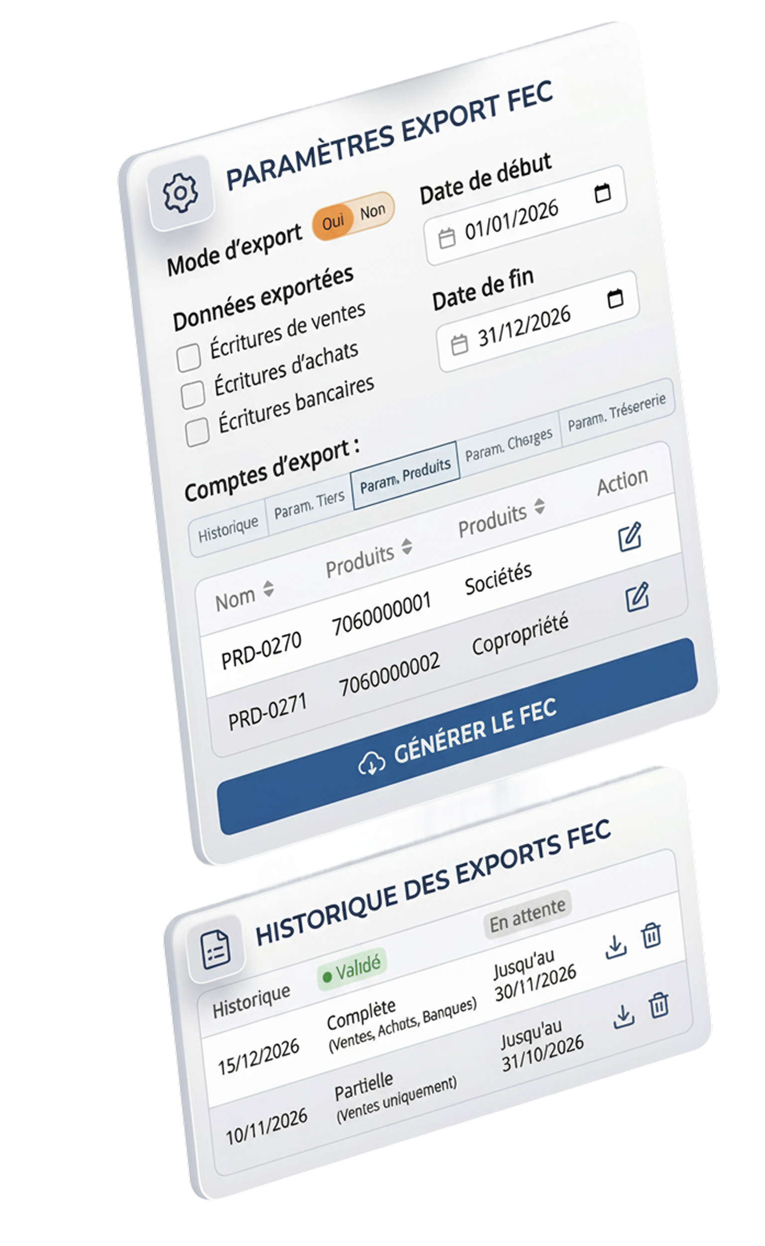 Illustration du module Export FEC dans My.Facturation