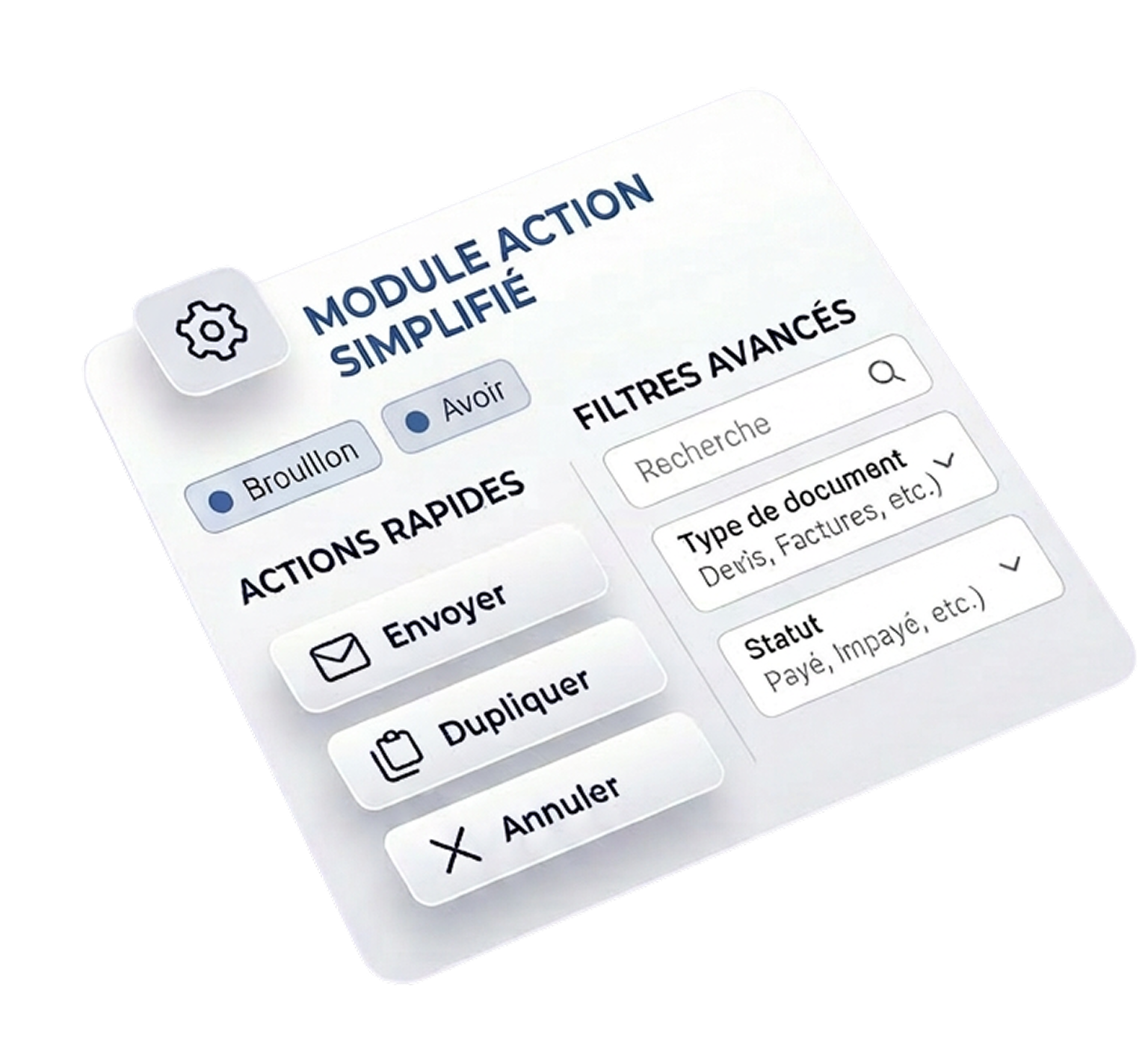 Illustration des actions simplifiées dans My.Facturation